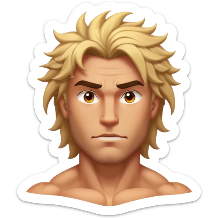 Cinematic Realistic Tarzan Portrait, depicted with lifelike, sun-kissed skin and a robust, muscular form that speaks of raw, untamed power. His piercing, soulful eyes and rugged yet gentle expression are framed by tousled hair, while a backdrop of lush jungle foliage and soft, natural lighting accentuate his primal grace and approachable strength. sticker