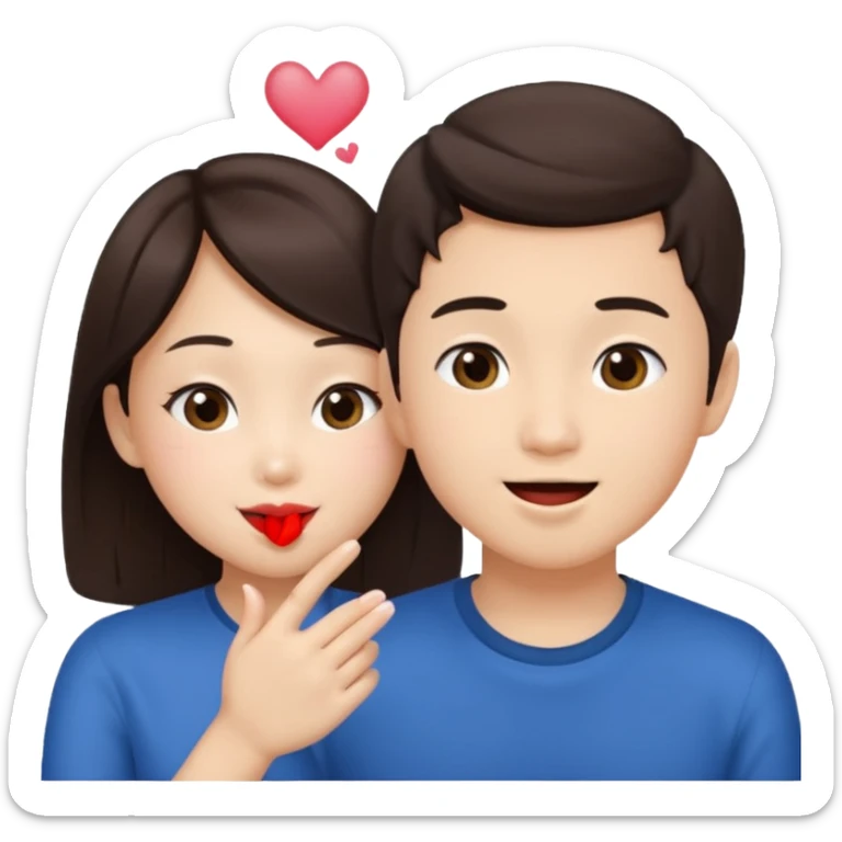 Asian girl blowing kiss to brunette boy  sticker