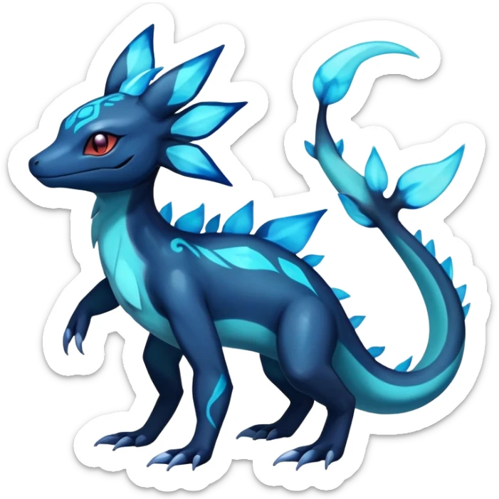 Colorful Dark Shiny Exotic Salandit-Aurorus-Glaceon-Fakémon-hybrid-creature (full body)  sticker