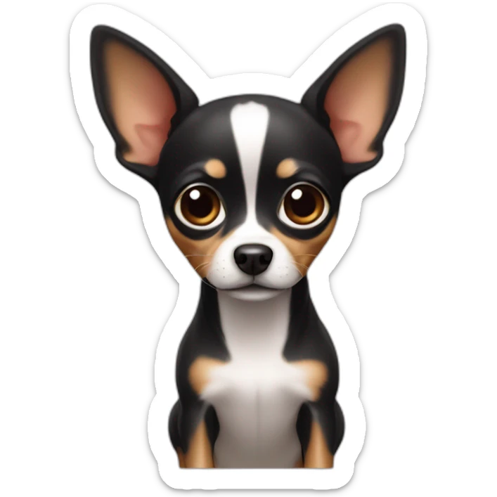 little dog pincher kinda chihuahua, with long face and with black skin color sticker