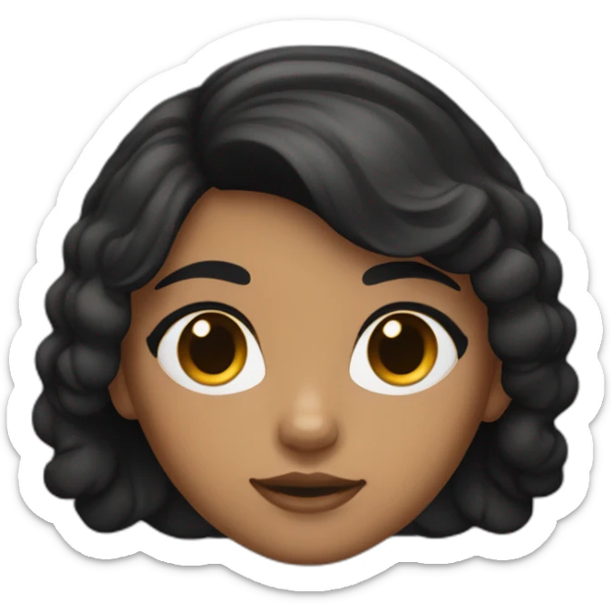 Girl with brown skin tone black hair cat eye mold on right cheek sticker