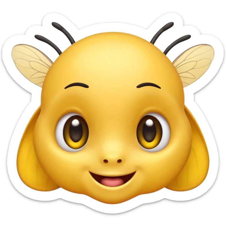 Yellow big shiny eyes emoji smiling and blushing with Bumblebees around it and its happy sticker