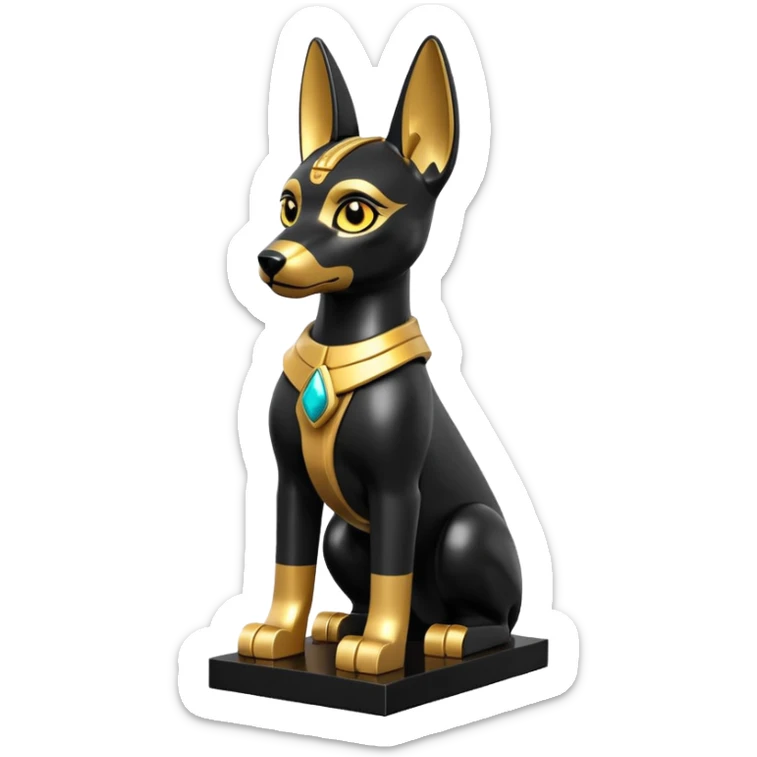  Short-eared Lego Black fur gold beautiful female anubis puppy floor statue posed  sticker