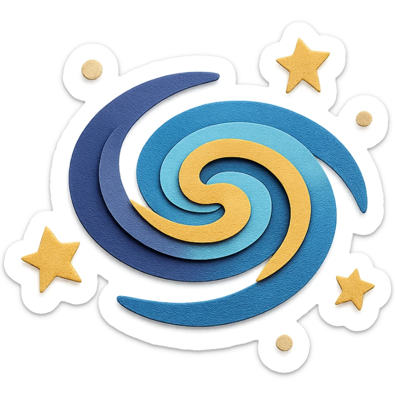 milky way galaxy with layered paper look and stars in paper craft style sticker