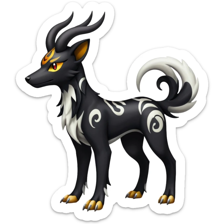 Shiny Exotic Excessive Mysterious Houndoom-Mightyena-Pokémon-Fakémon-hybrid-creature (full body) sticker
