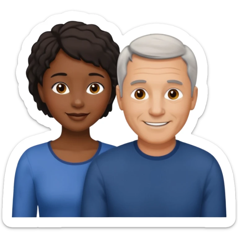 mixte couple black girl  with short hair , dark haired older white man sticker