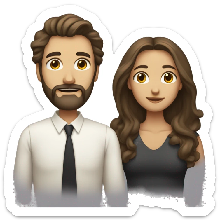 A man and woman joined into one person with a beard and feminine features and long hair  sticker