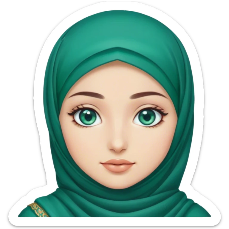 Turkish beautiful finish Konya girl blue eyes with hijab and emerald stone dress sticker