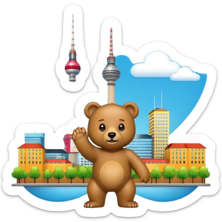 emoji of the Berlin Bear holding the Berlin TV Tower, no text sticker