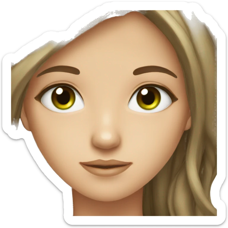 girl brown hair green eyes teen sticker