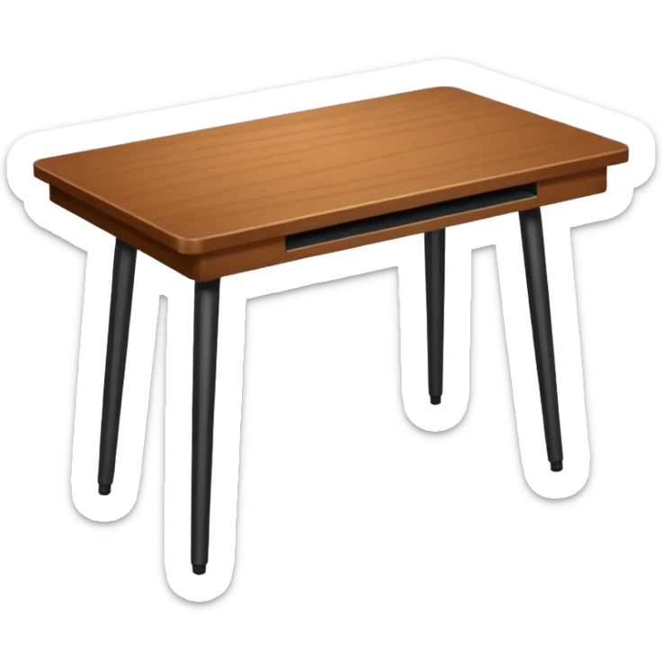 a desk table with 4 black metal legs without any addons, only the table of wood sticker