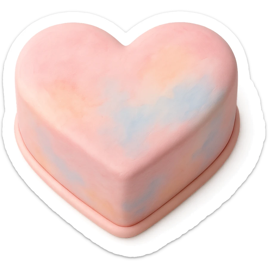 heart-shaped fondant cake with watercolor effect sticker