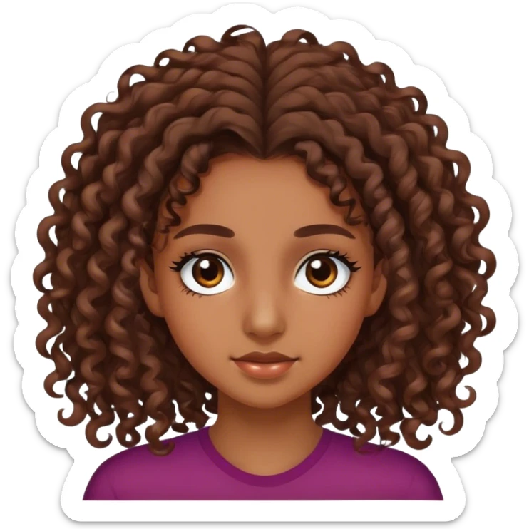 brownskin teenage female, long lashes and curly hair sticker