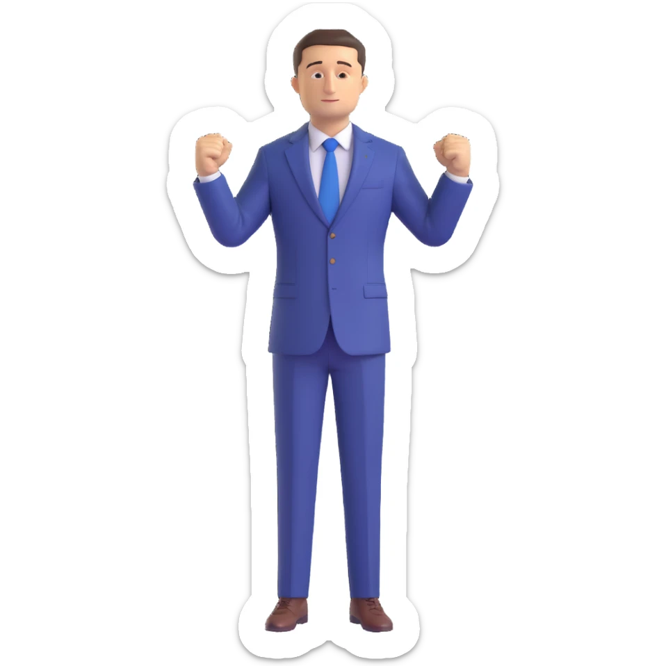 Emoji of Vladimir Zelensky waist-length, arms and shoulders within frame sticker