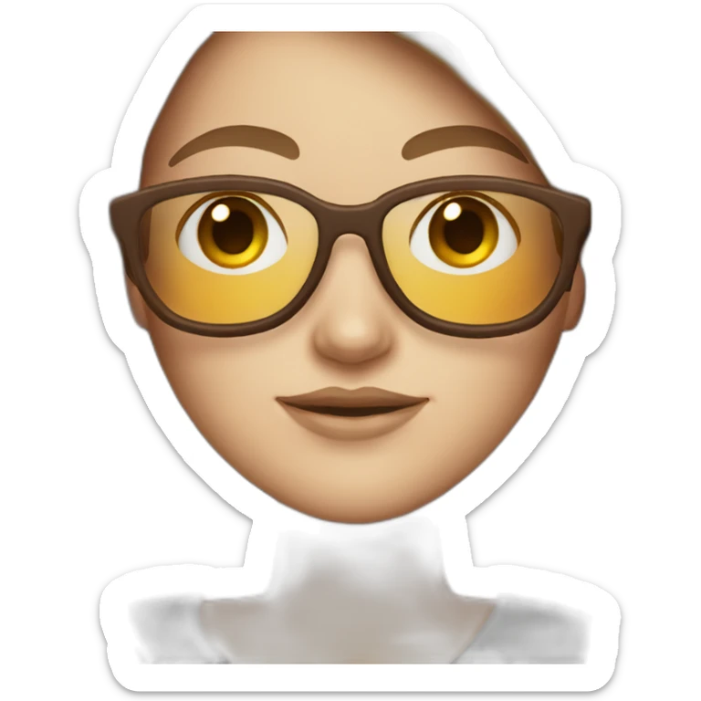 White Girl with brown long straight hair and golden glasses sticker