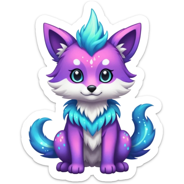 Cool cute Kawaii edgy fantasy animal sparkle fursona Fionbri creature by griffsnuff & LiLaiRa & Falvie full body sticker