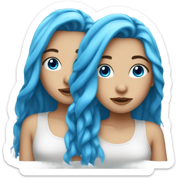 teenage girl with blue eyes and long blue hair sticker