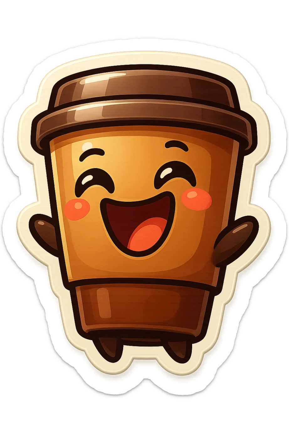 Tall coffee cup, laughing dramatically at self sticker