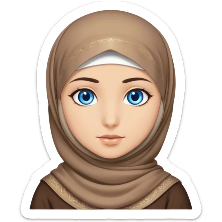Turkish beautiful finish Konya girl blue eyes with hijab and brown stone dress sticker