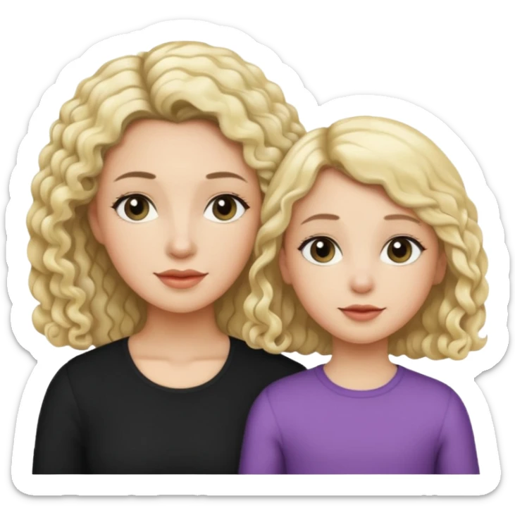no make the mother have straight blond hair and daughter black culry haikr sticker