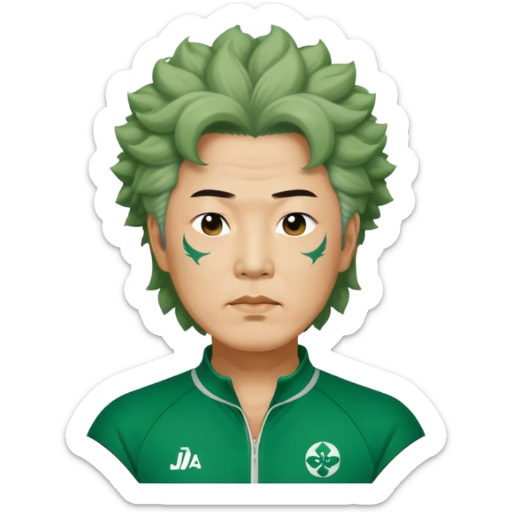 Jang Deok-su , Age: Late 50s
Appearance: A fierce man with tattoos, A large hair, have a tattoo on his neck.
Outfit: Green player tracksuit sticker