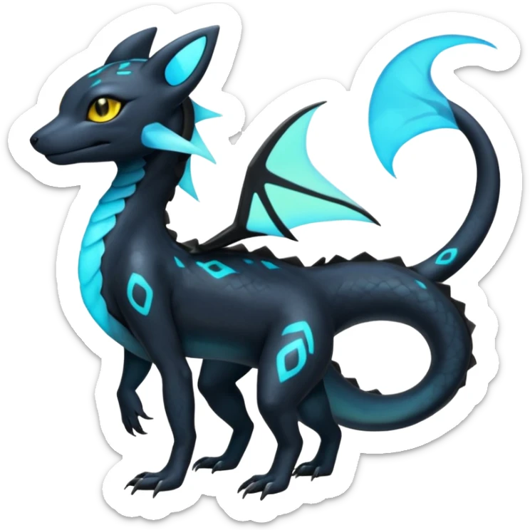 L Scaley Exotic Salandit-Aurorus-Umbreon-Fakémon-hybrid-creature (full body), 4 legs sticker