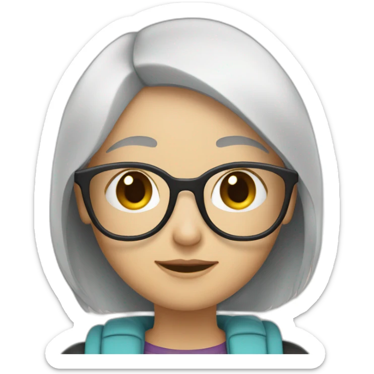 Couple of two girls one with white hair and other with short brown hair and glasses sticker