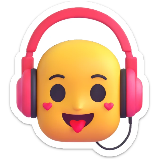 emoji with headphones, heart eyes, listening to music sticker