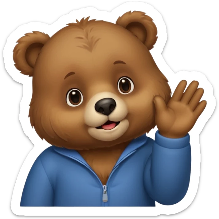 i want a animated bear like dudu the bear sends a kiss with his left hand then right hand sticker