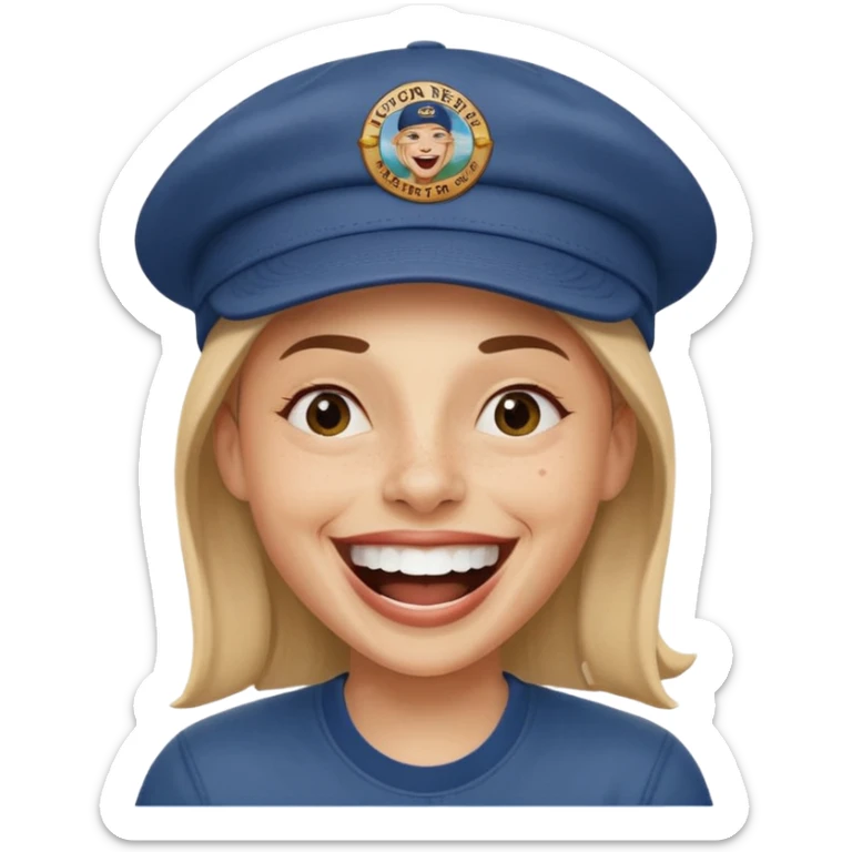 Crea una persona con una gorra de marca riéndose y abajo diga victornext siempre para serviles sticker