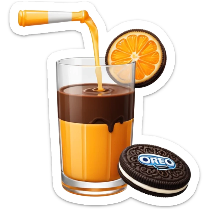 Oreo cookie being dipped into a glass of orange juice sticker