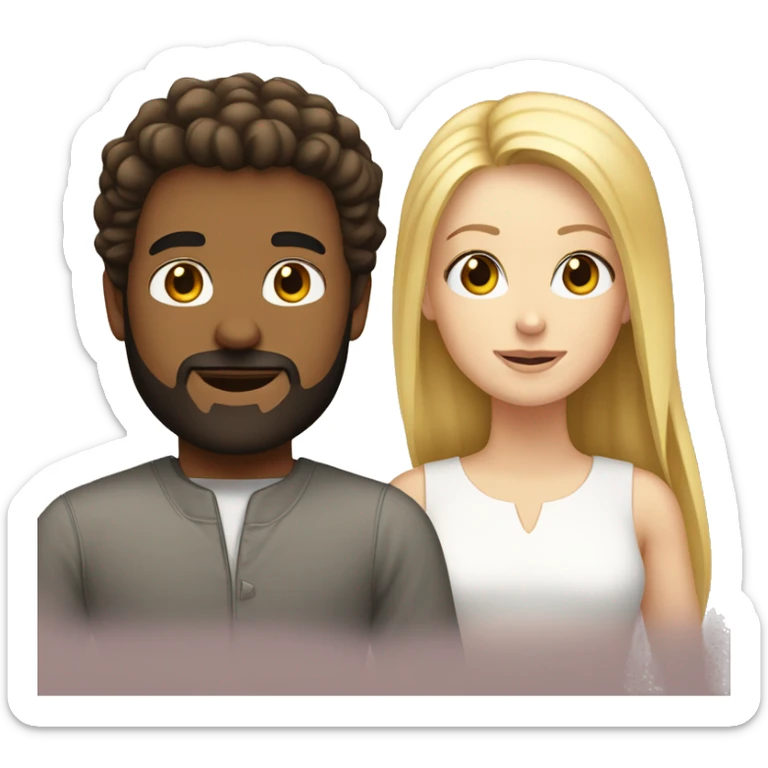 white girl with dark brown hair next to a blonde man with beard sticker
