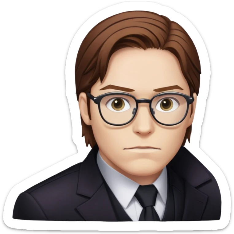 zemo brown hair with glasses, black suit marvel from captain america: civil war sticker