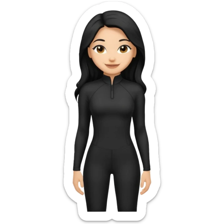 Make a lightskin Hispanic girl with long black hair. Wearing an all black tight jumpsuit  sticker
