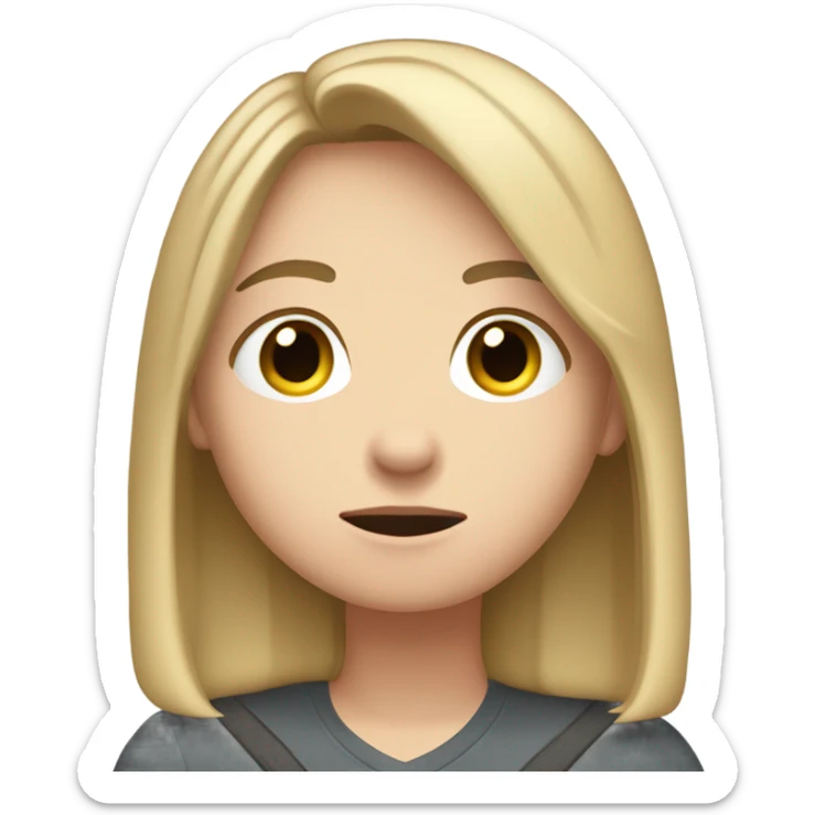  White girl ashamed of herself of hiding and covering face in hands sticker