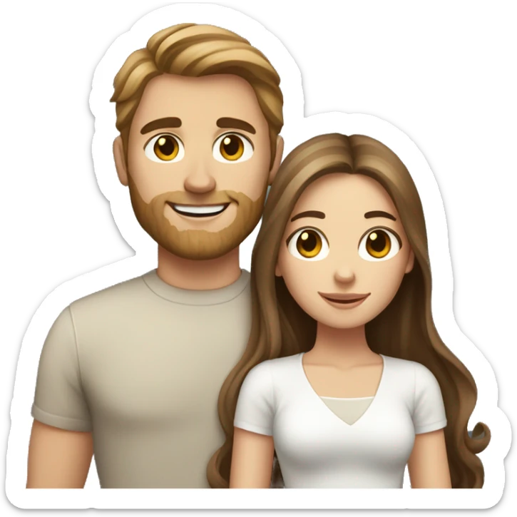 Long Brown hair girl and brown hair white man holding long hair tabby cat  sticker