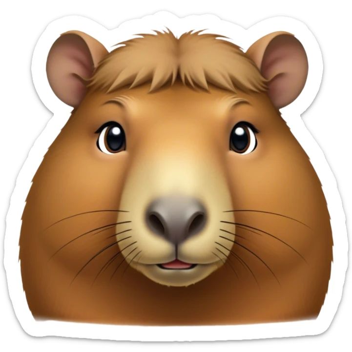 Cinematic Noble Capybara Portrait Emoji, Poised and serene, with a robust, rounded build covered in soft, earthy fur and gentle, wise eyes, Simplified yet sharp and sophisticated features, highly detailed, glowing with a warm, natural glow, high shine, intelligent and calm, stylized with an air of understated authority, focused and attentive, soft glowing outline, capturing the essence of a watchful and confident guardian that feels as though it could step out of the screen with effortless authority! sticker