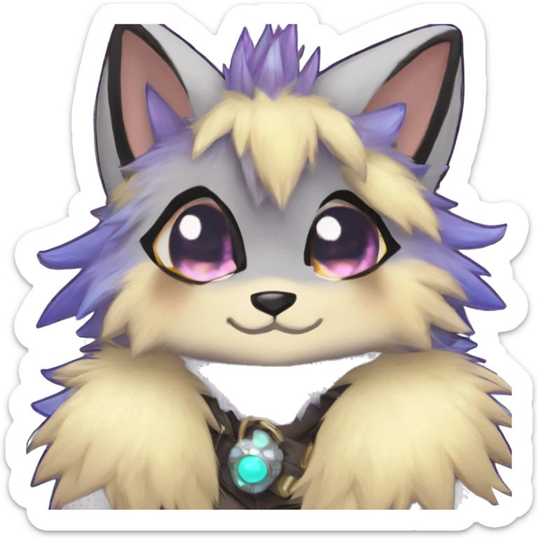 Anthro Scalie Spiky Cool Edgy Magical Shiny Colorful Pastel Sparkle Kemono-style Chibi Fantasy-Animal-Fakémon-Pokémon-Hybrid Fur Sona Aesthetic Full Body sticker