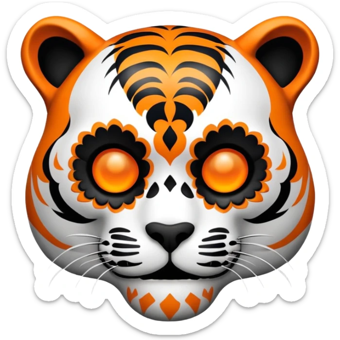 skeleton tiger face with Day of the Dead sugar skull decoration for Twitch emote sticker