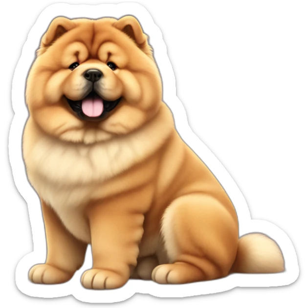Chow chow dog, young cute,furry shiny dog cute, realistic, young,sitting on floor, beautiful picture, 4k, 16k sticker