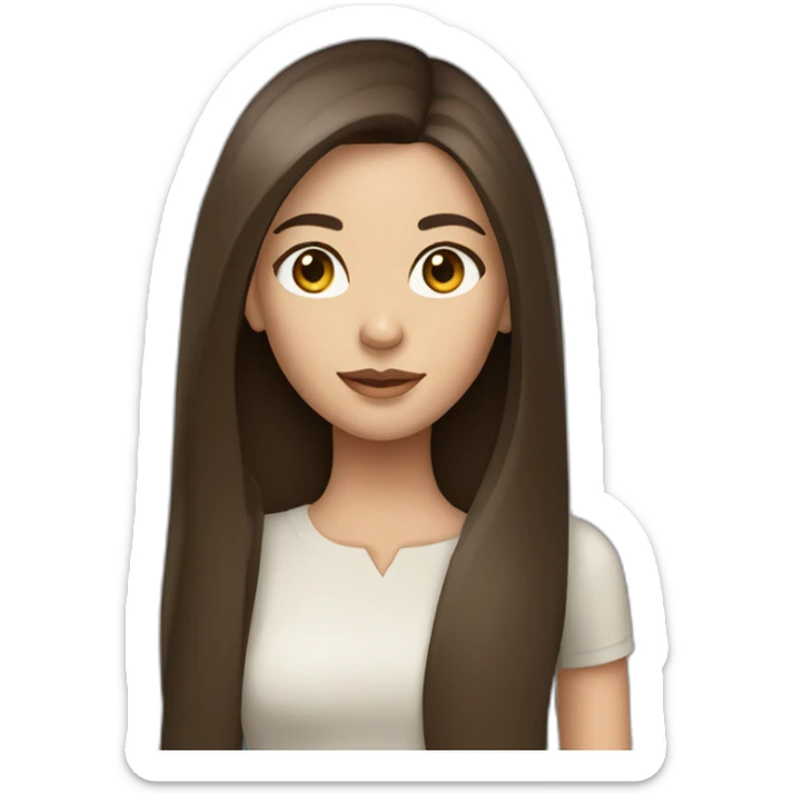 Brunette girl with straight long hair with braun eyes sticker