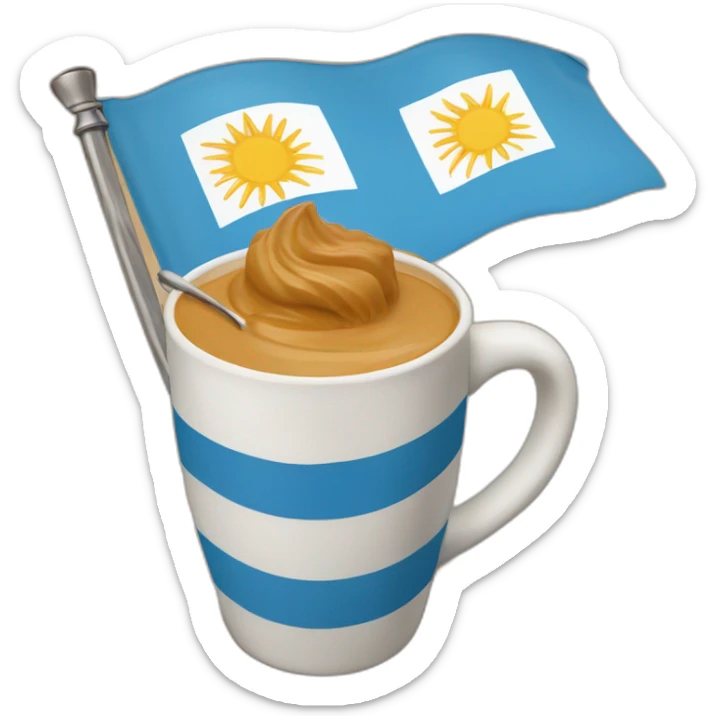 Uruguay flag with a cup of dulce de leche and a mate on top of it sticker
