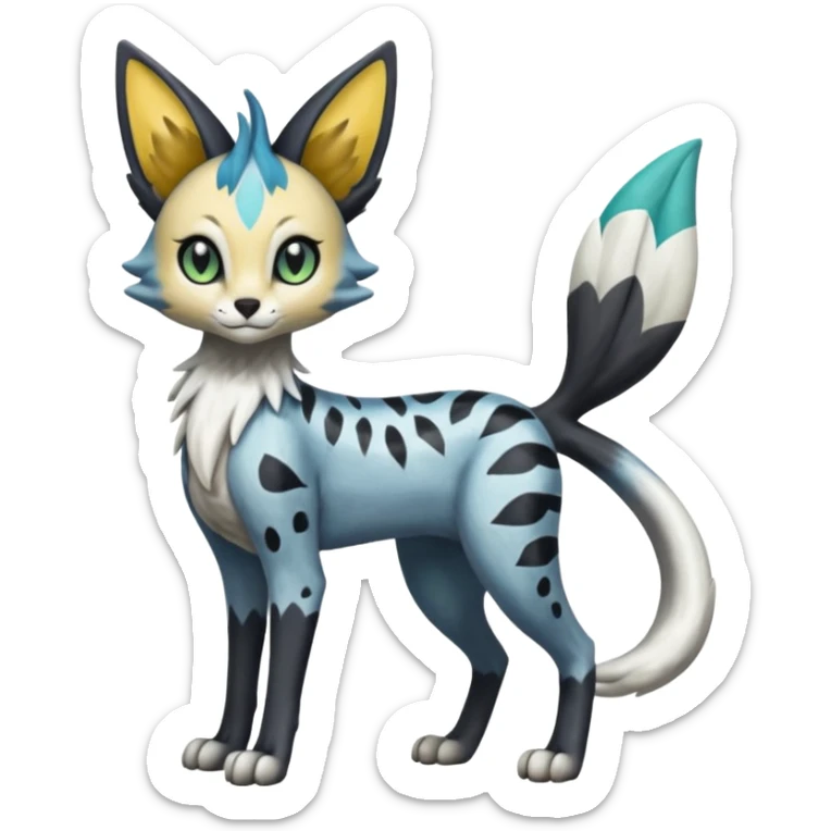Meloetta-Trico-Silvally-Nargacuga-Sergal-Serval-Cresselia-Fakémon-creature-hybrid sticker
