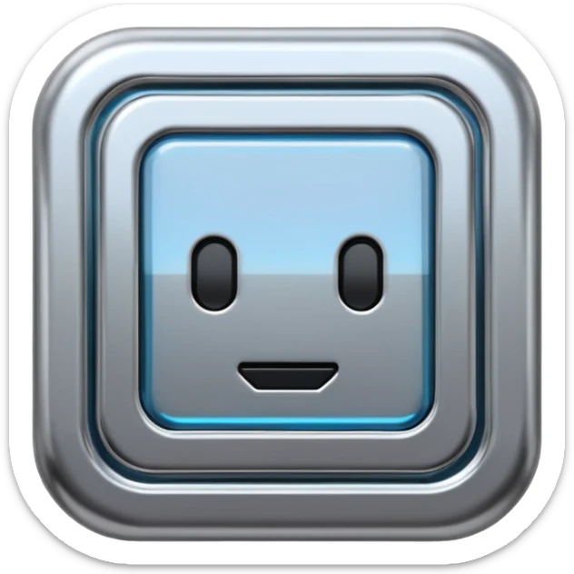 A futuristic microchip emoji made of polished silver chrome, minimal circuit details, smooth metallic surface, soft lighting, iOS emoji style, centered, clean white background sticker