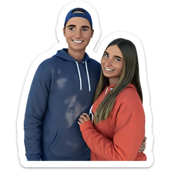 happy duo under blue sky sticker