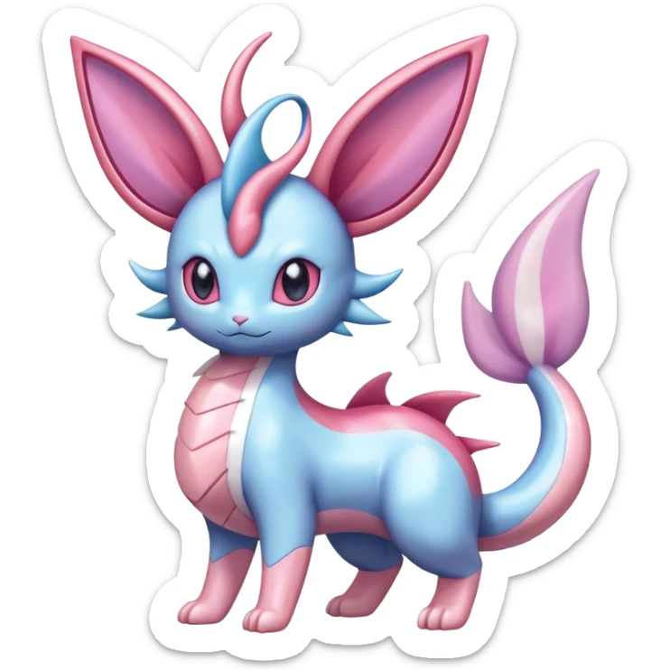 Shiny Cute Milotic-Sylveon-Espeon-Vaporeon-Dragonair-Pokémon-hybrid-fusion full body sticker