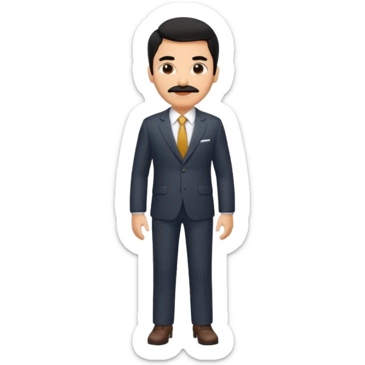full body manly Tom Buchanan from The Great Gatsby, black hair, not too bushy mustache sticker