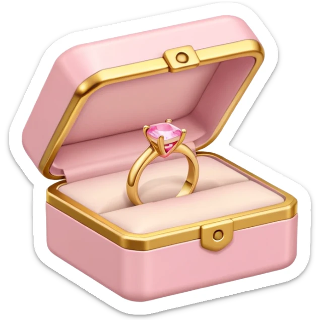 The ring in the box in soft pink, beige and yellow pastel colors sticker