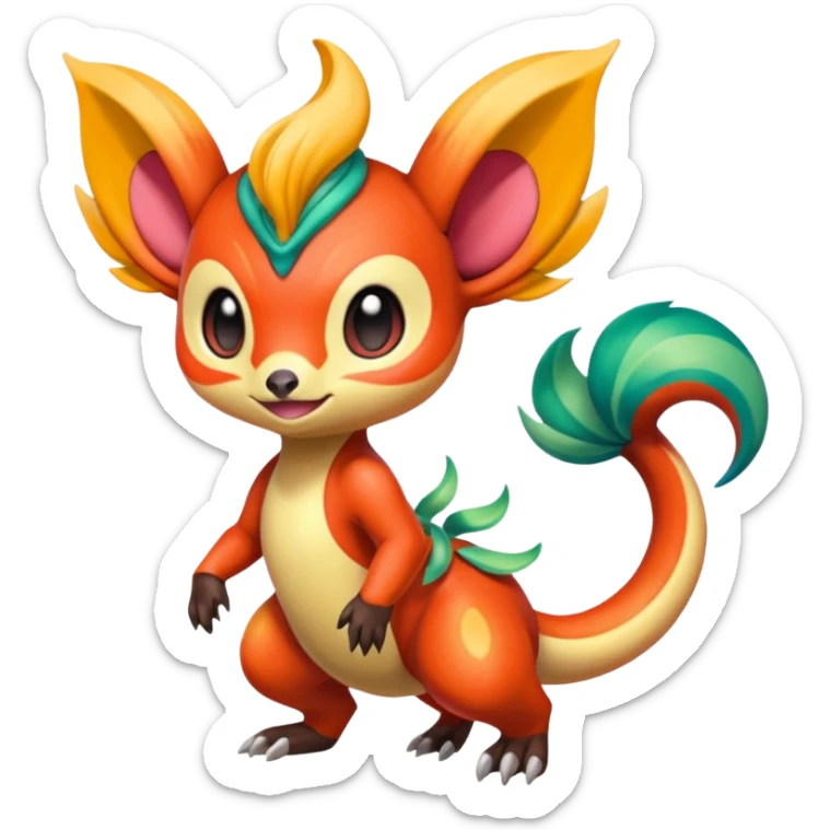 Colorful Exotic Meloetta-Chimchar-Virizion-Venom-Stitch-Fakémon-creature-hybrid sticker