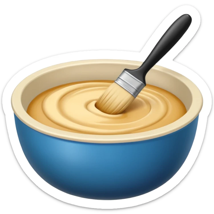 bowl of blonde hair dye with a brush next to it sticker